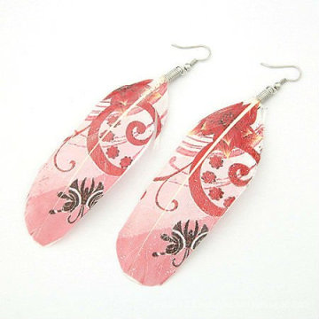 Cute Cartoon Design Natural Feather Earrings Jewelry FEA66